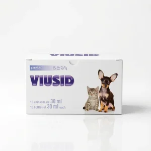 Упаковка Viusid Pets (30 мл). Додатковий корм для ветеринарного використання, призначений для зміцнення імунної системи собак, котів та інших домашніх тварин.
