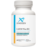 Банка 5-MTHF Plus B12 Xymogen (30 швидкорозчинних таблеток). Біологічно активний фолат та B12 з натуральним вишневим смаком ("Natural Cherry Flavor").