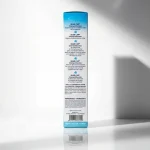 Бокова сторона упаковки Blue Cap. Інструкція із застосування та склад на основі піроктон оламіну для здоров'я шкіри.