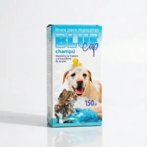 Упаковка шампуню Blue Cap для собак та котів (150 мл). Засіб для гігієни та відновлення балансу шкіри домашніх улюбленців.
