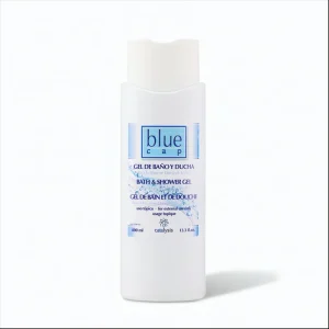 Зворотний бік упаковки гелю Blue Cap. Інструкція: нанести на вологу шкіру, спінити та змити. Склад включає кераміди та активований цинк піритіон.