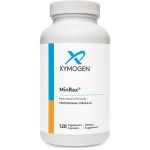 Упаковка Xymogen MinRex на білому тлі. Дієтична добавка для поповнення дефіциту важливих мінералів та підтримки імунітету.