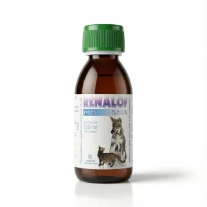 Флакон з оральним розчином Renalof Pets (150 мл) з мірним ковпачком. Засіб сприяє швидкому виведенню оксалатних каменів без побічних ефектів.