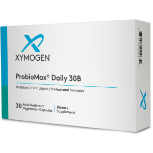 Упаковка Xymogen ProbioMax Daily 30B. Пробіотична формула з 30 мільярдами КУО для щоденної підтримки здоров'я кишечника.