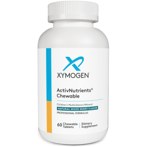 Банка ActivNutrients Chewable Xymogen (60 жувальних таблеток). Дитячий мультивітамінний комплекс з натуральним ягідним смаком ("Natural Mixed Berry Flavor").