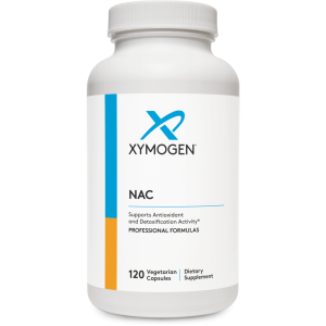 Банка NAC Xymogen (60 вегетаріанських капсул). N-ацетил-L-цистеїн для антиоксидантної підтримки та детоксикації ("Supports Antioxidant and Detoxification Activity").
